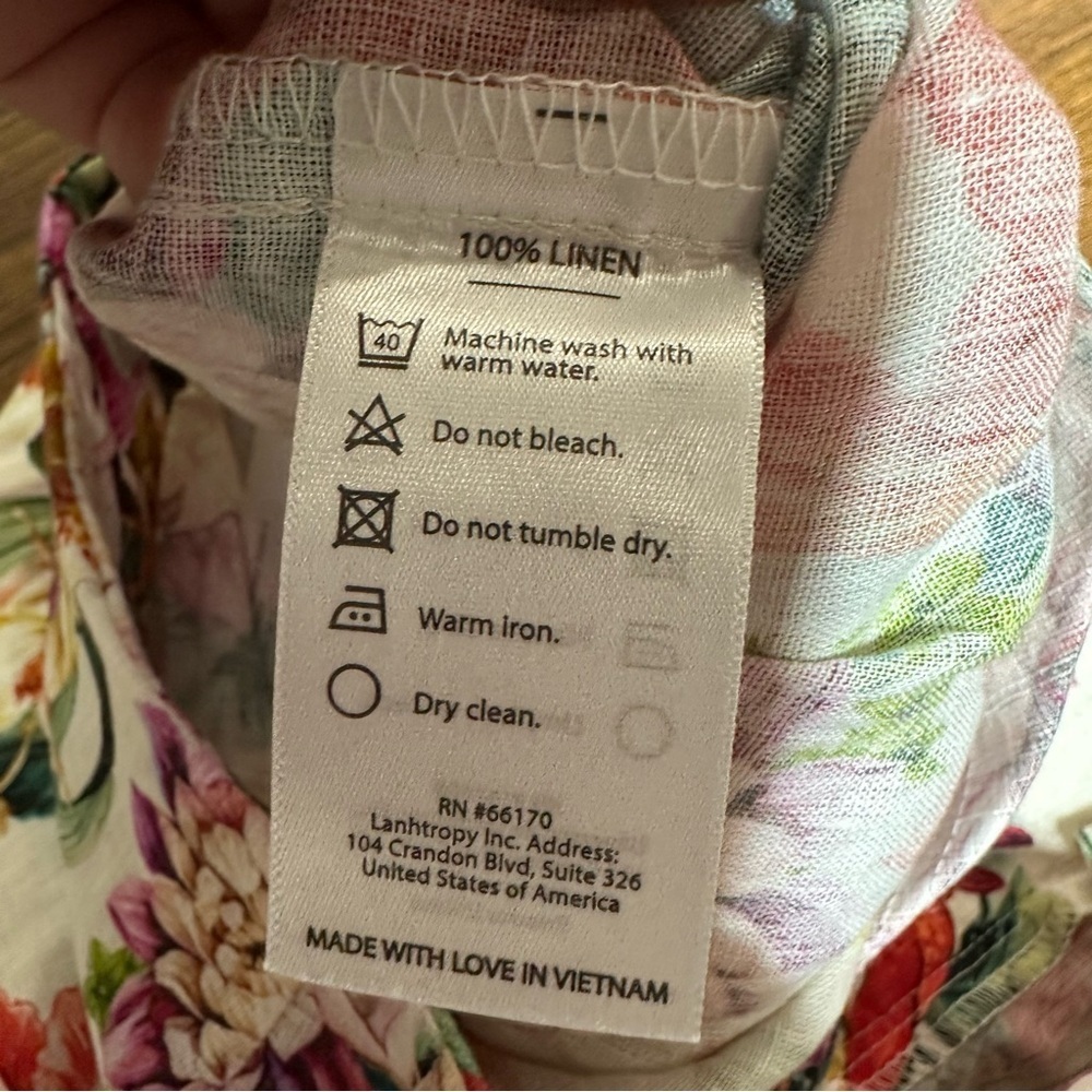 NEW LANHTROPY culotte linen pants in Full Bloom Print Small NWT wide leg - Picture 11 of 14